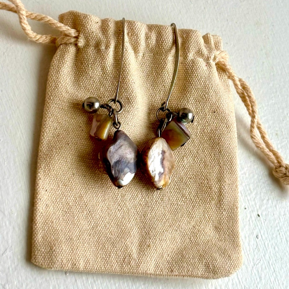 Natural Pearl Cluster Earrings